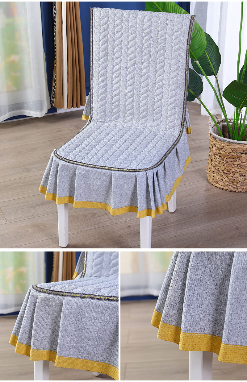 家用椅子套餐桌椅座套简约现代罩一体加厚餐椅套椅垫套装布布艺多普乐