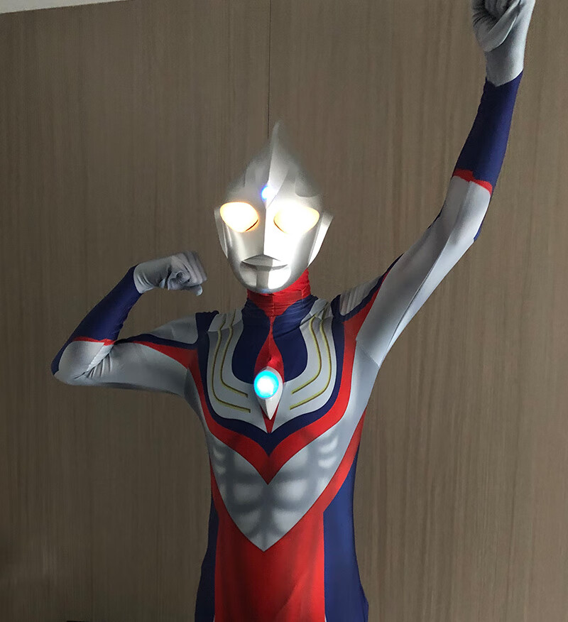 奥特曼皮套头套可佩戴 奥特曼服装成人发光cos服大人迪迦衣服男孩皮套