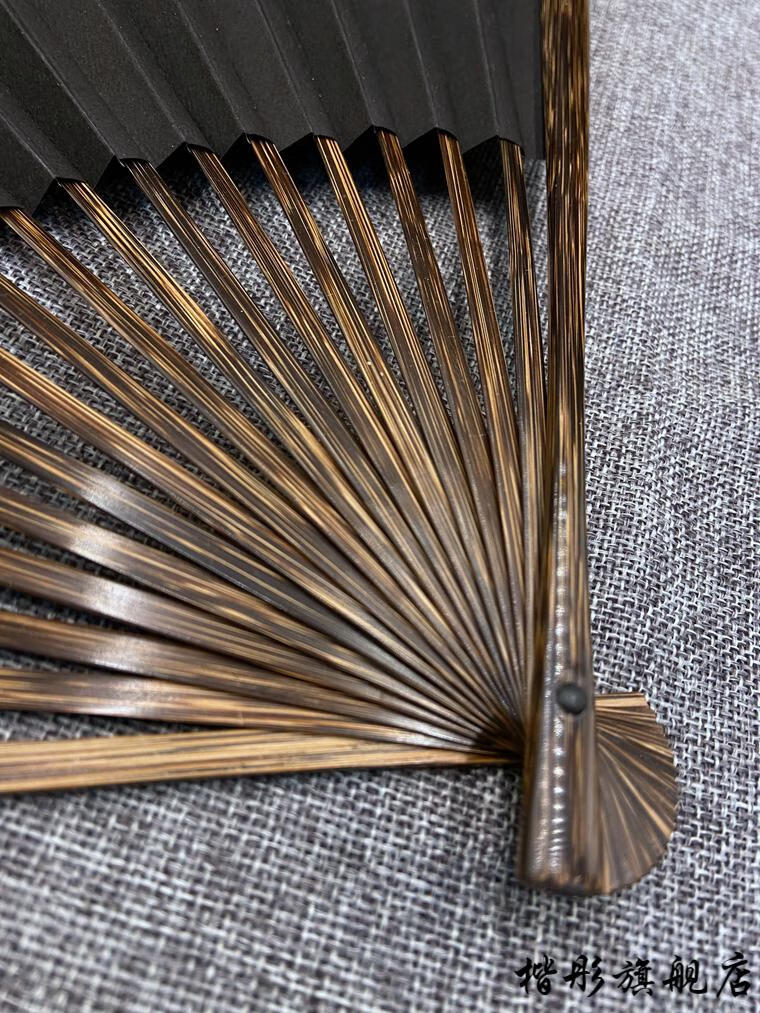 2022新款四宝斋95寸18方挫节棕竹折扇苏工文玩折扇素白扇面扇子中国