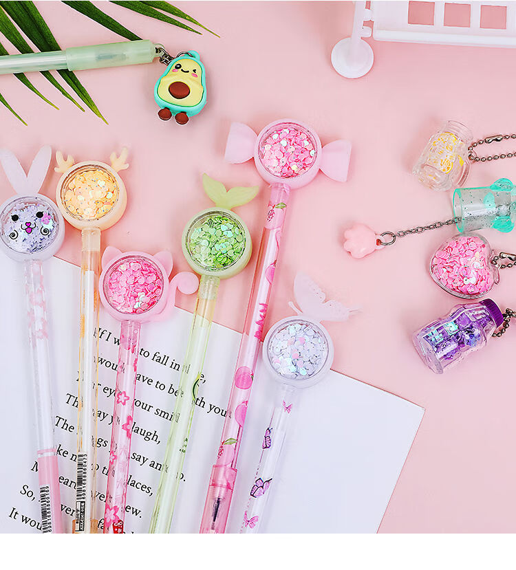 鹤彩圆珠笔女生网红吊坠笔挂件中性笔创意个性可爱少女心圆珠笔卡通