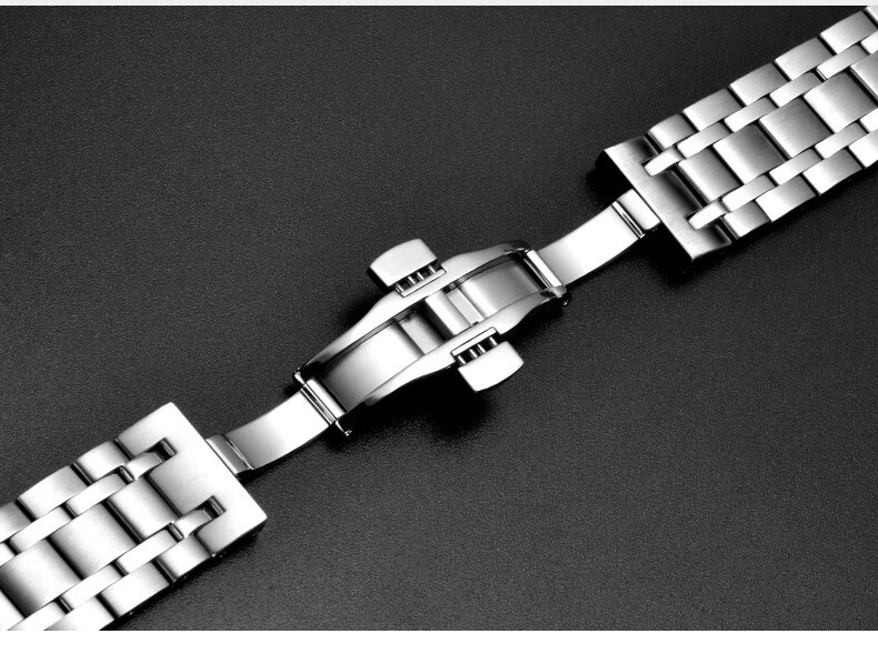 代用天梭1853手表带钢带杜鲁尔t099系列t099407at099427a男表链间玫瑰