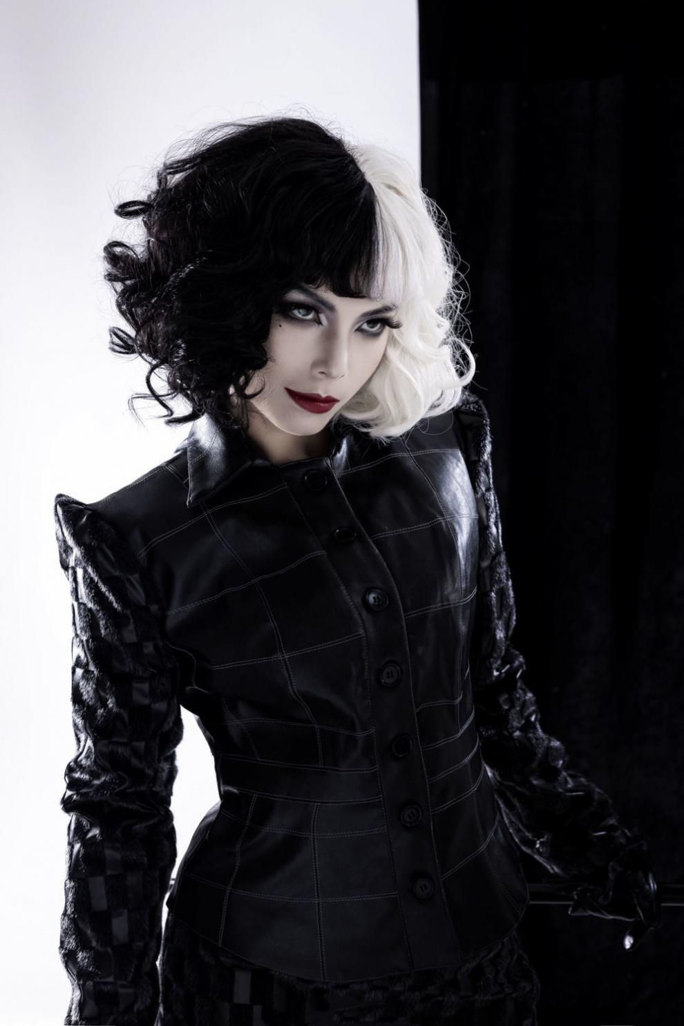 片希真人电影cruelladevil短卷发阴阳爆炸头黑白魔女库伊拉cos假发