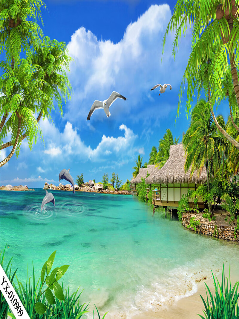 直播背景布3d立体直播间装饰主播竹林山水田园外景快手网红背景墙 米