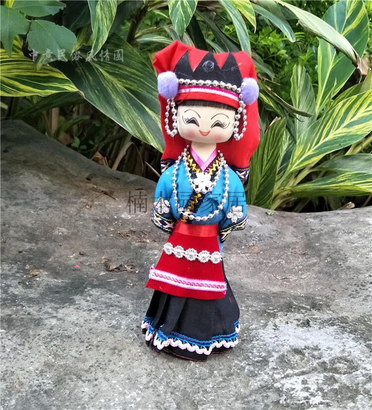 木偶娃娃少数民族娃娃玩偶木人偶玩具布艺贵州旅游工艺品苗族特色民族