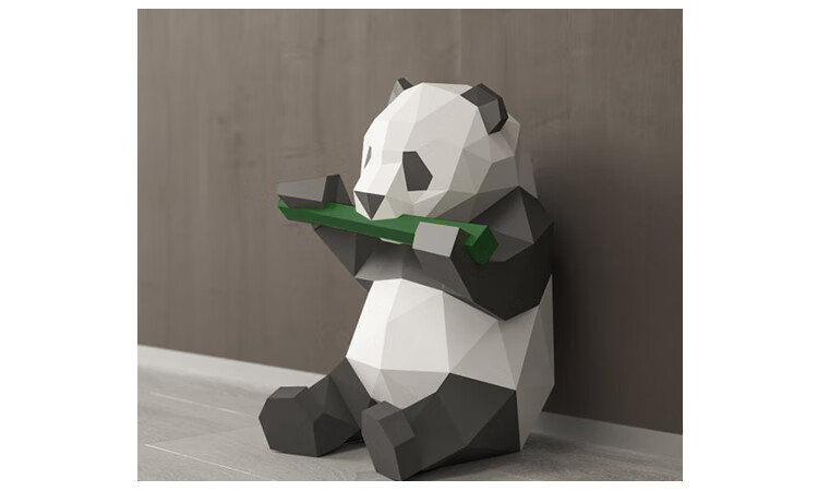 3d几何熊猫墙饰壁挂可爱搞笑国宝纸模手作diy卡通ins熊猫摆件