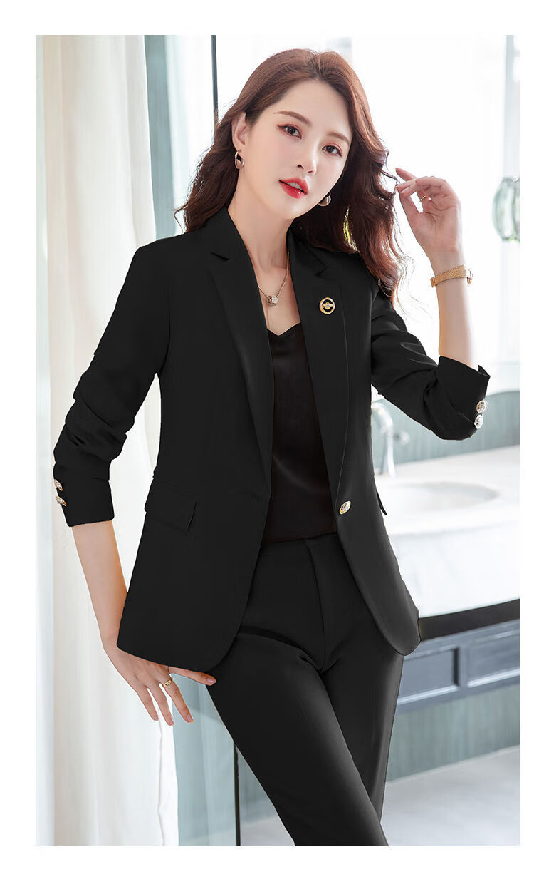 2022新款女装秋冬新款黄色小套装女韩版商务正装修身通勤气质休闲西服