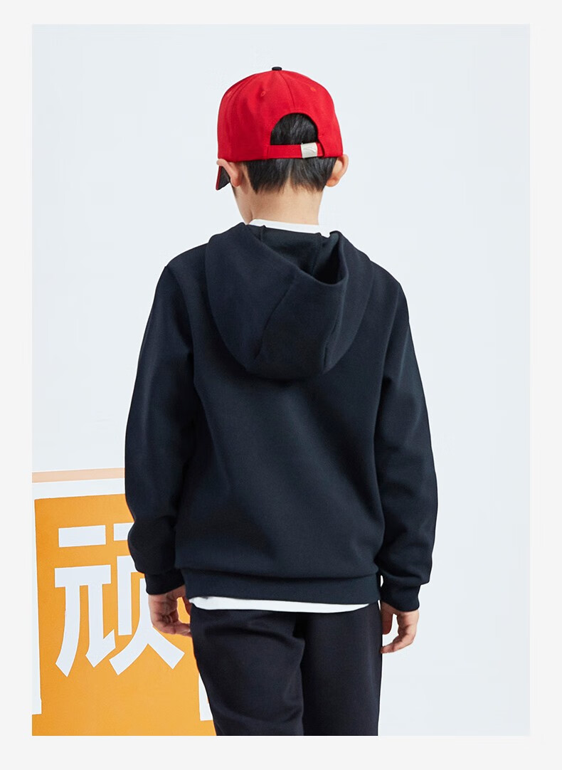 安踏儿童装男童连帽套头衫2022年春季新款卫衣红色新年贺岁卫衣中大童