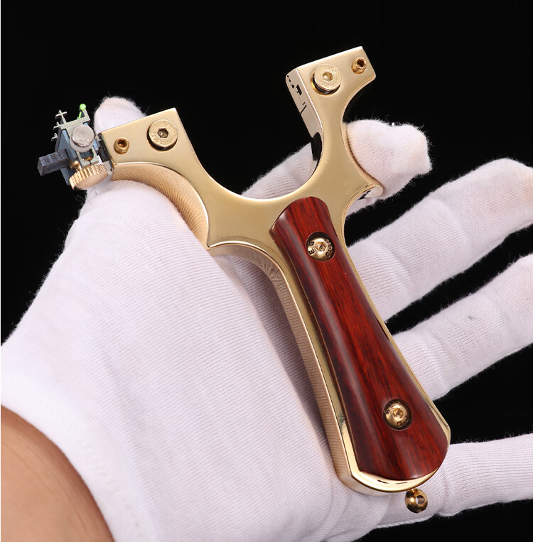 精准竞技弹弓架成人专用弹弓黄铜快压弹弓实木小叶紫檀钛合金扁皮弓夹