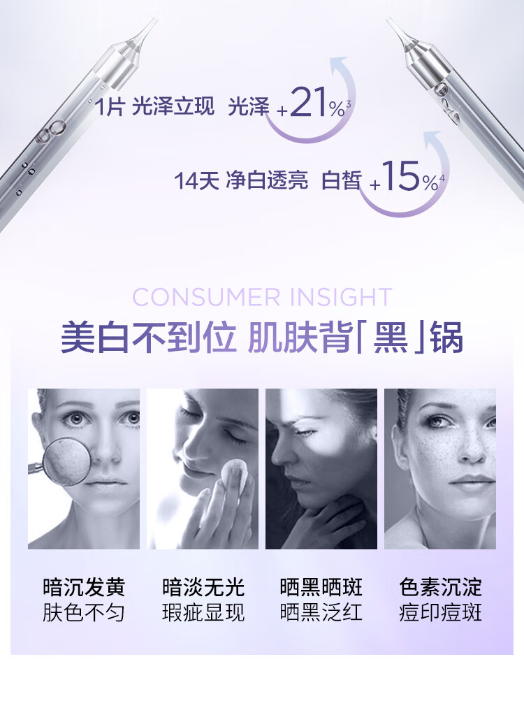 欧莱雅（LOREAL） 小白方面膜臻白晶透沁白精华美白提亮补水保湿 小白方15片 无盒散装