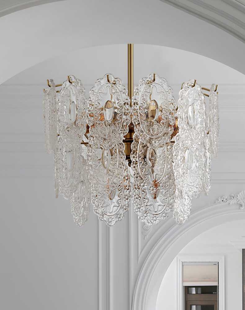 法式轻奢卧室吊灯美式复古玻璃餐厅灯北欧现代灯欧式客厅吊灯 直径52*