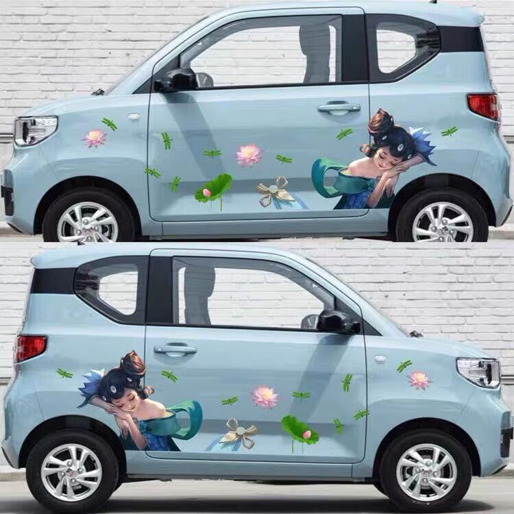 王者荣耀汽车个性蔡文姬贴纸抖音同款车贴划痕车门装饰定制车贴纸西施