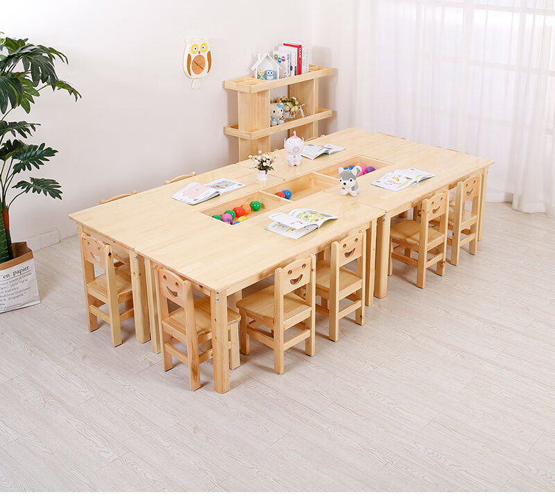 幼儿园实木移动美工台美工桌椅套装儿童绘画室收纳整理架画纸筒柜透明