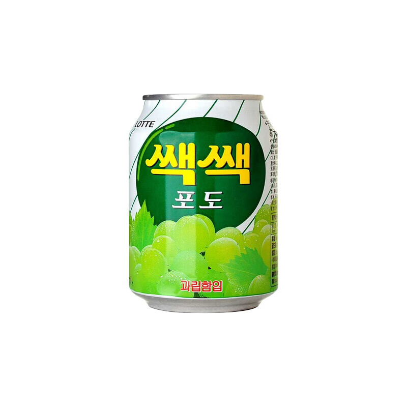 韩国进口乐天粒粒葡萄汁238ml5罐装果味果汁冰镇夏冬季饮料饮品5瓶