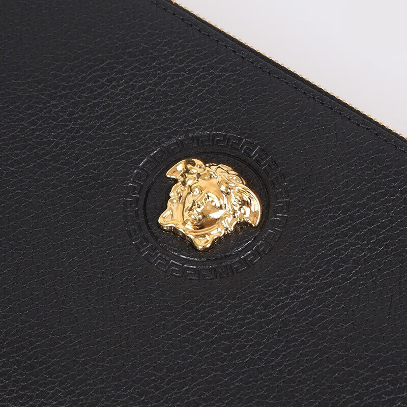 【正品鉴定】versace范思哲男包 男士牛皮美杜莎金头荔枝纹手拿包礼物