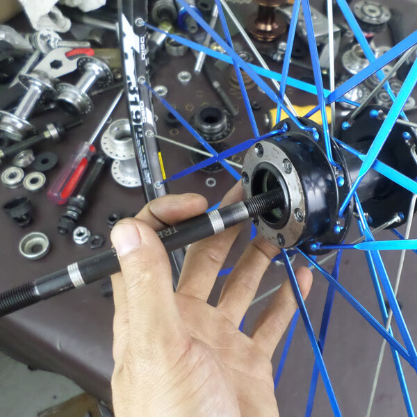 山地车改装轴后轮轴承轴滚珠花鼓改培林实芯轴升级散珠花鼓带 两个