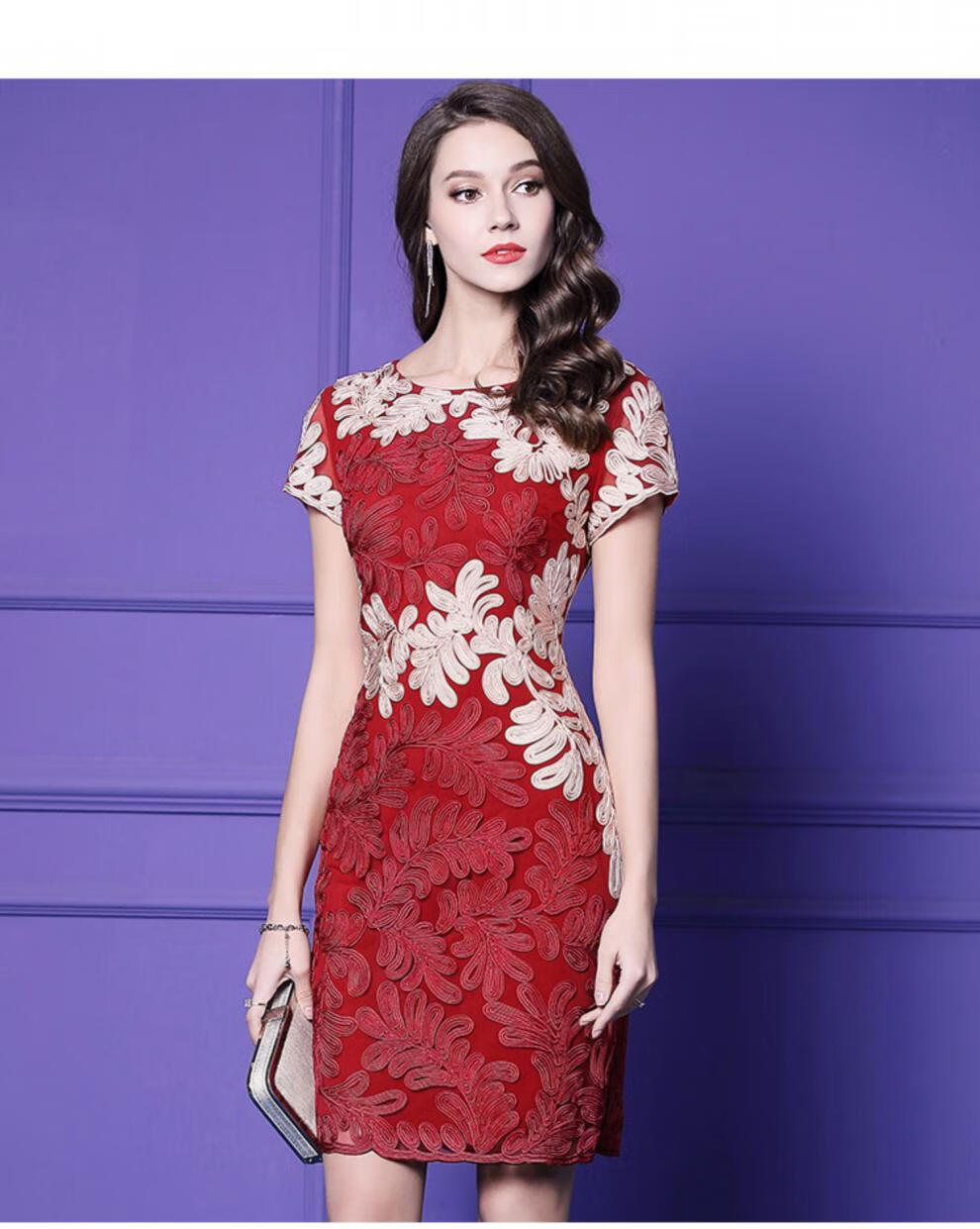 婚礼妈妈装高档礼服夏季婚宴喜婆婆婚庆丈母娘连衣裙晚宴高贵高端红色