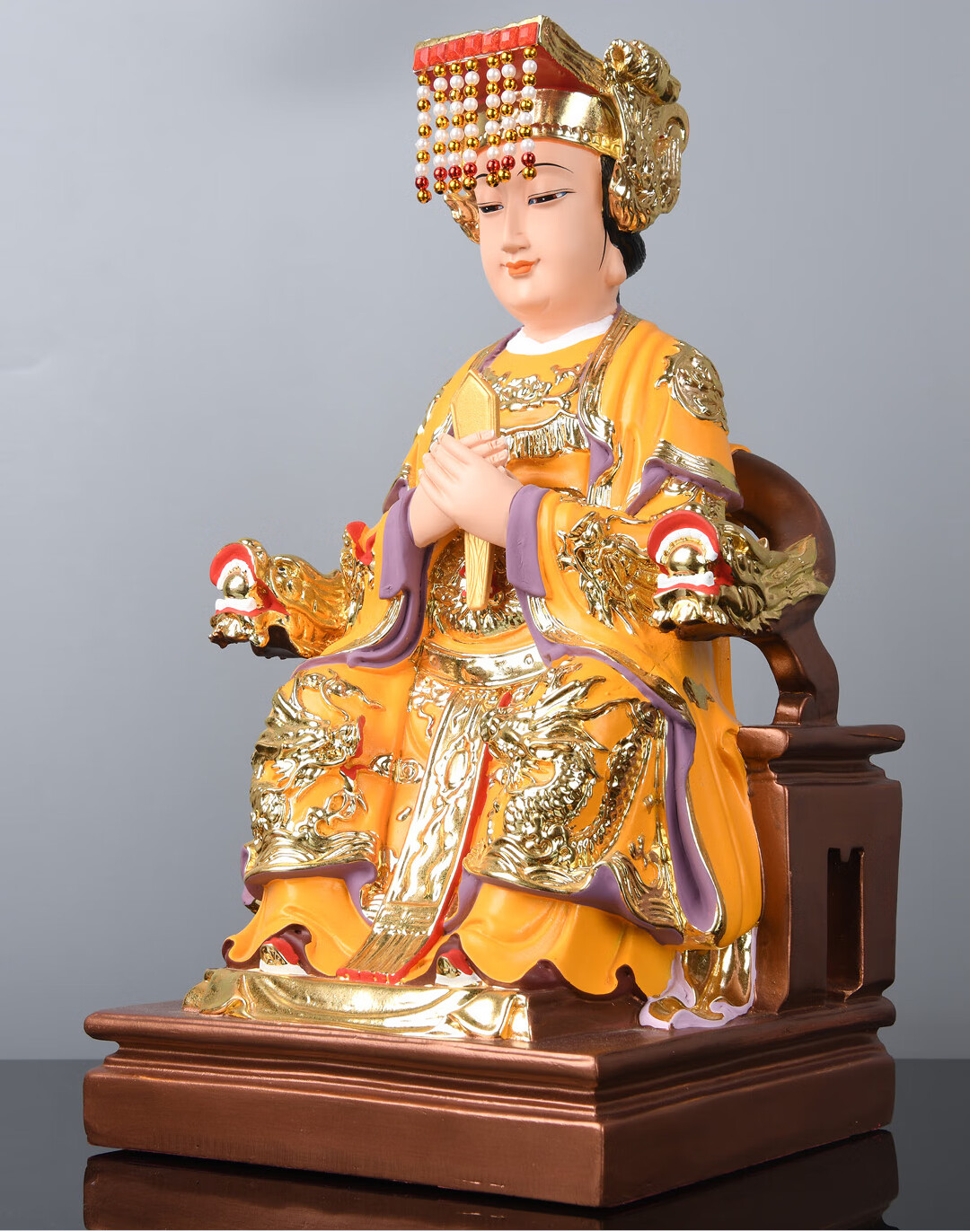 妈祖神像家用佛堂供奉树脂彩绘天后天上圣母海神娘娘风水摆件19寸