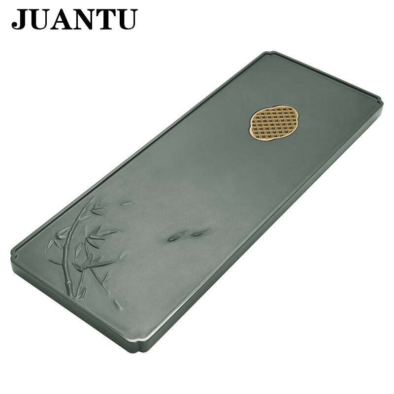 juantu天罗绿石茶盘家用禅意功夫茶具中式复古石材茶台刻字茶具天青石