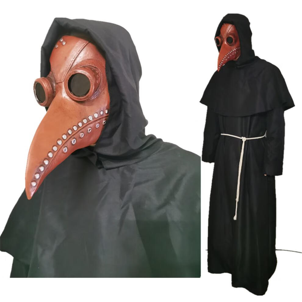 鸟嘴面具乌鸦面具瘟疫鸟嘴面具面具朋克皮革鸟嘴面罩欧洲黑死病面罩