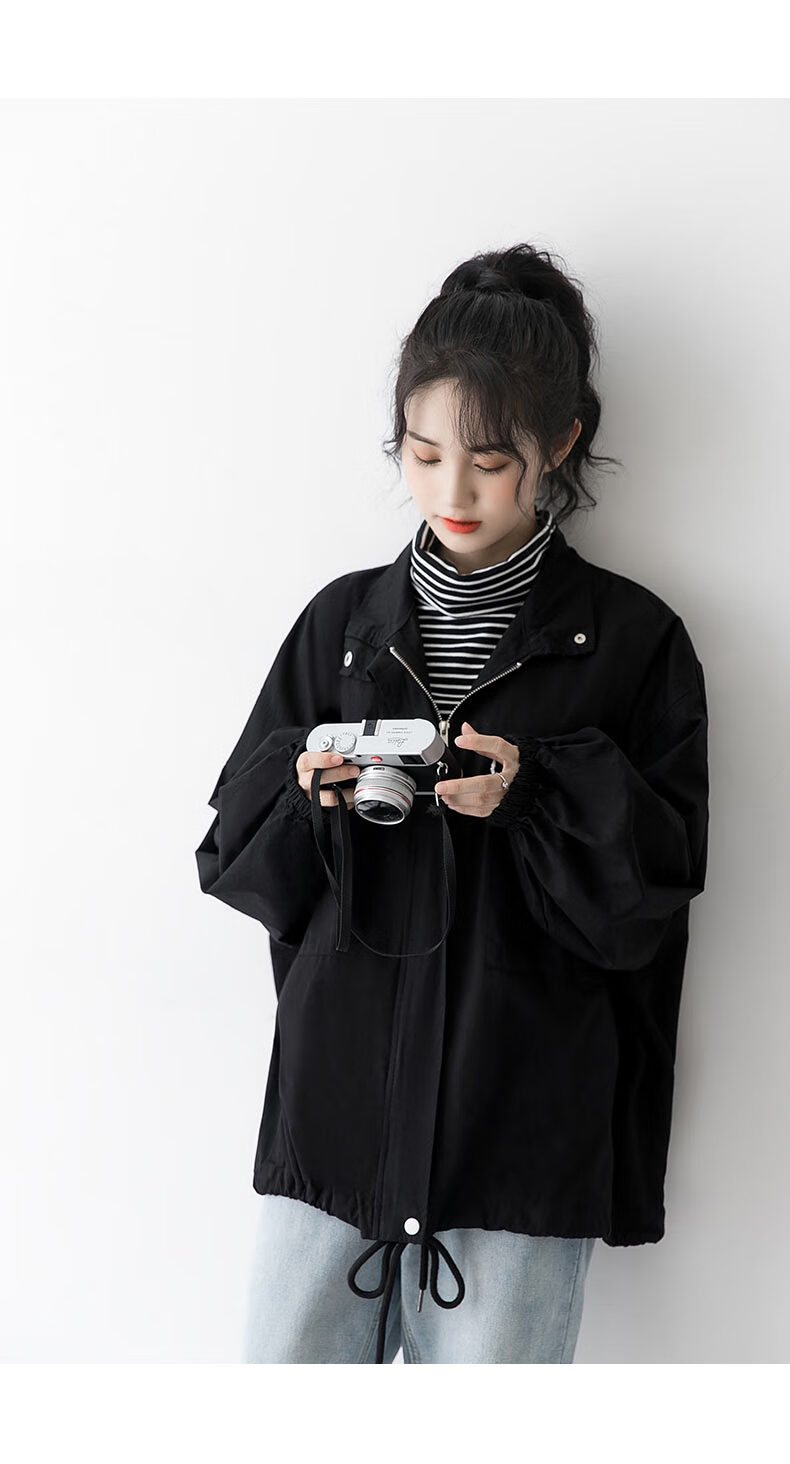 雅黛丝薇 短外套女2020秋季新款韩版宽松休闲工装外套女春秋学生bf