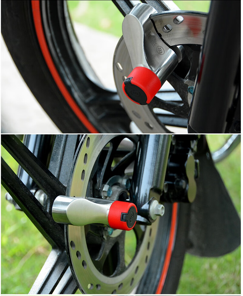 摩托车锁304不锈钢碟刹锁电瓶车锁刹车锁碟盘锁盗锁带锁包提醒绳新款