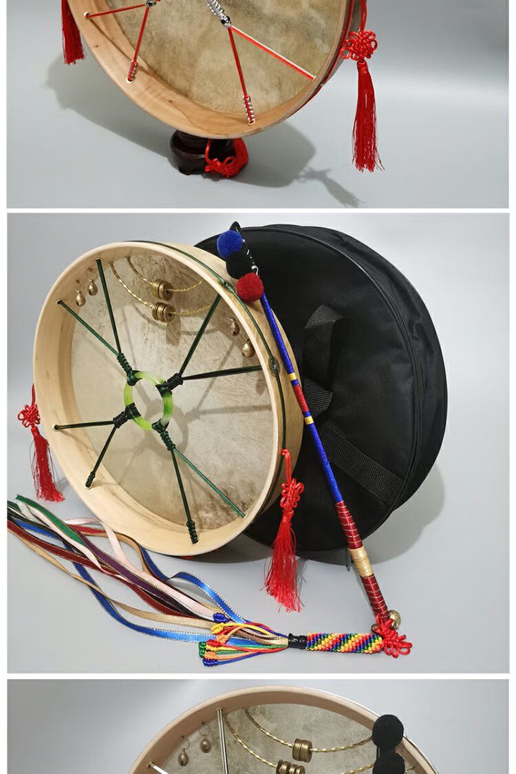 柳木驴皮文王鼓鱼脊圈跳大神二神鼓藤条鼓包牛溜子皮鼓 34cm柳木驴皮