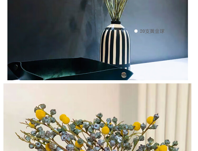 黄金球干花花束搭配永生尤加利叶棉花套装客厅卧室室内装饰摆件搭配四