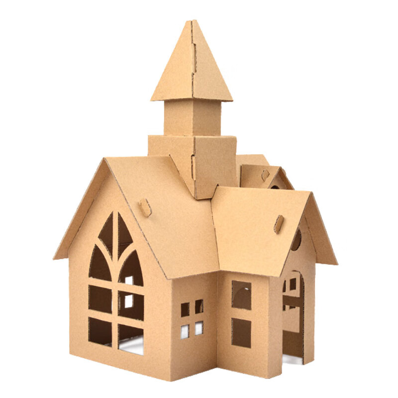 迪士尼disney儿童手工制作房子纸箱diy纸板小屋材料幼儿园建筑模型