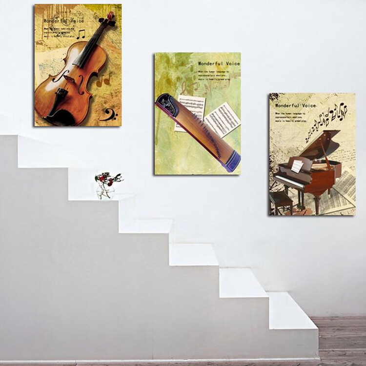 醉器妙 乐器装饰画 音乐厅琴行培训室墙画壁画教室楼梯走廊过道挂画无