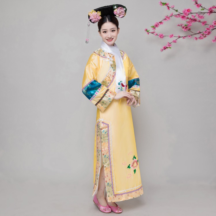 清朝服装女古装还珠格格旗服公主宫皇后甄嬛传服饰旗袍大码宫廷红色带