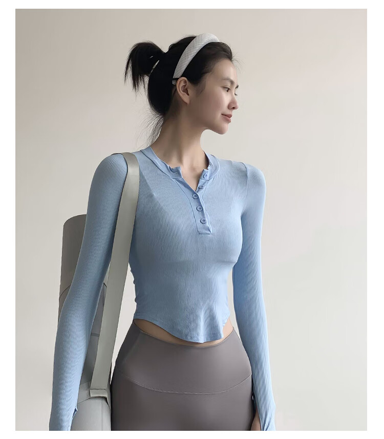 aisunstyle欧美ins网红瑜伽服女气质显瘦紧身运动上衣跑步速干t恤秋冬