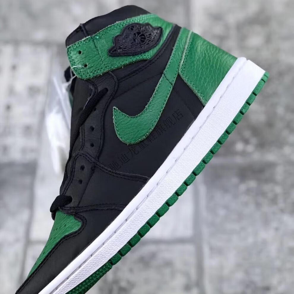 【驰迪龙旗舰】aj1黑绿高帮篮球鞋黑绿脚趾 pine green 复古文化高帮