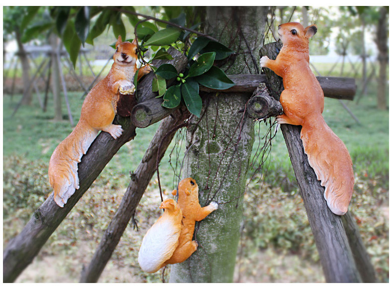 园林景观小品树脂雕塑仿真户外动物松鼠摆件花园庭院装饰树上挂件