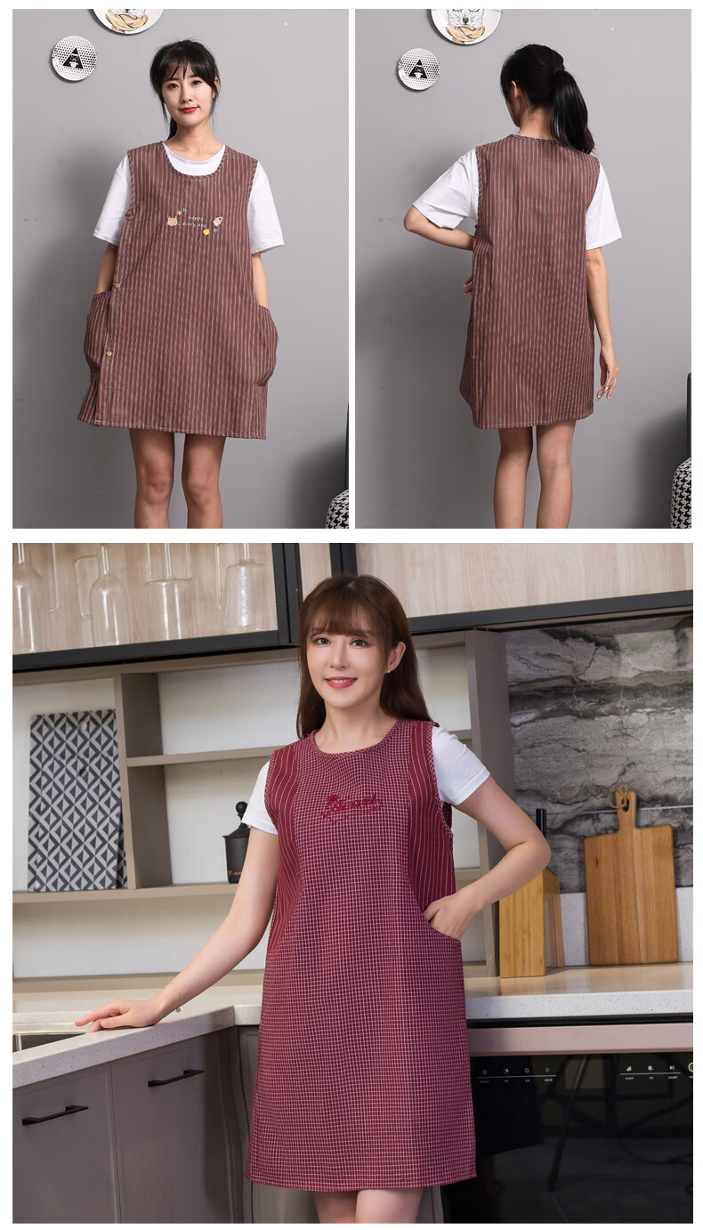 围裙女纯棉坎肩围裙女纯棉家用厨房新款韩版做饭上班工作服背心式坎肩