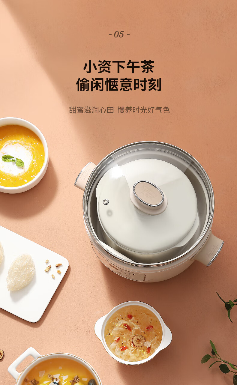 小浣熊电炖锅电炖盅隔水炖燕窝炖盅家用煲汤锅炖汤锅煮粥锅d303l白色