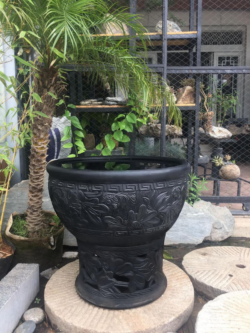 鱼缸客厅落地老北京鱼盆古法养鱼泥盆陶盆荷花缸睡莲盆大号鱼缸