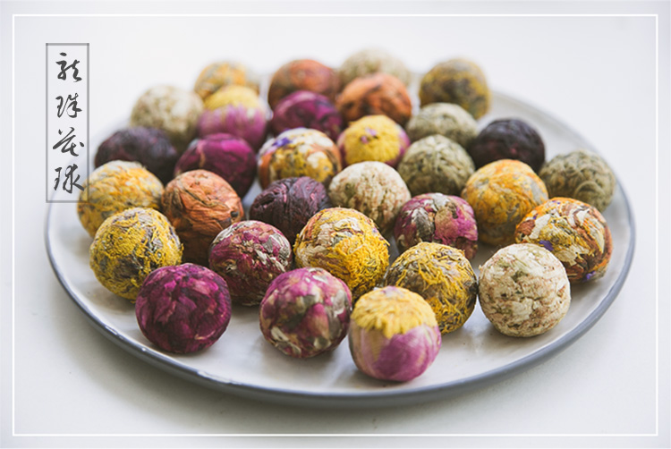 云南普洱花茶龙珠 百花球玫瑰茉莉龙珠洛神花茶球 手工花球工艺花茶