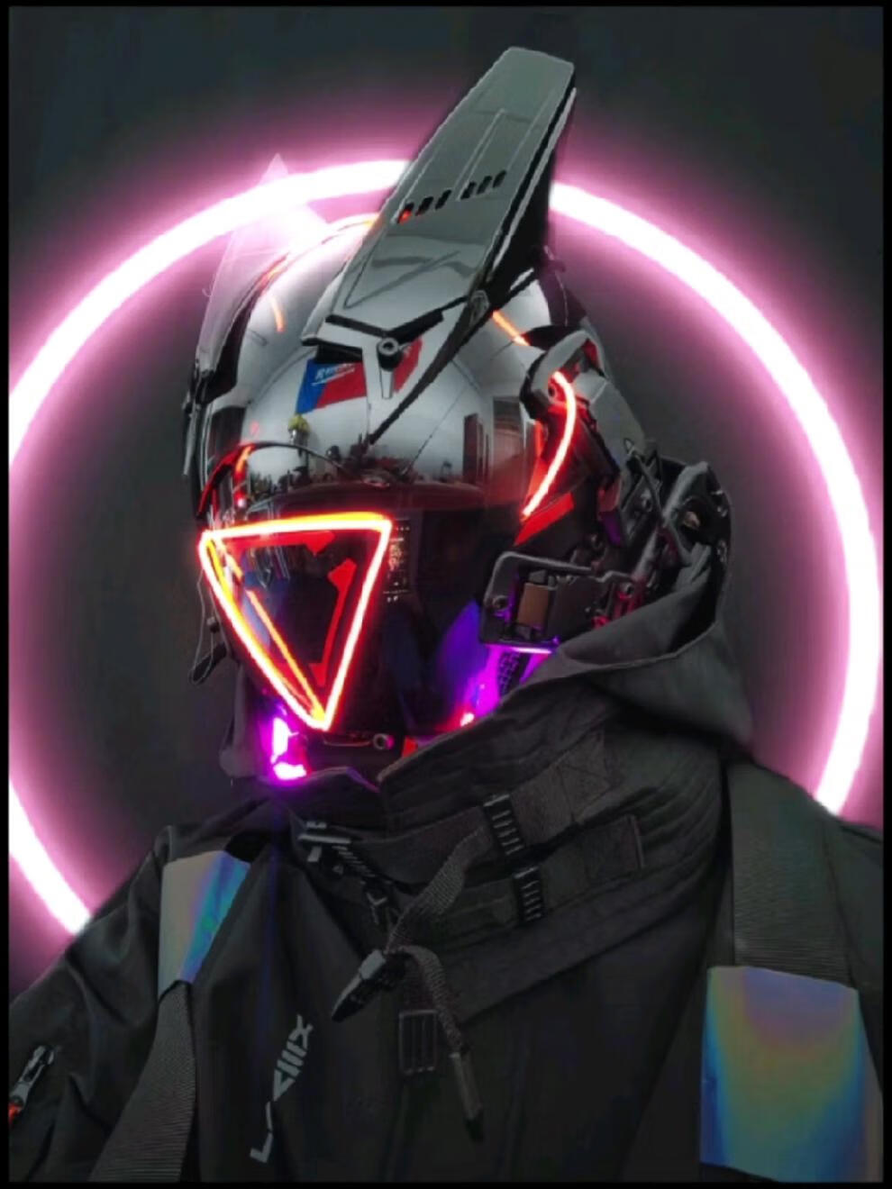 赛博朋克面具发光rgb冷光灯cosplay面罩机能风科技风模板配置图抖音爆