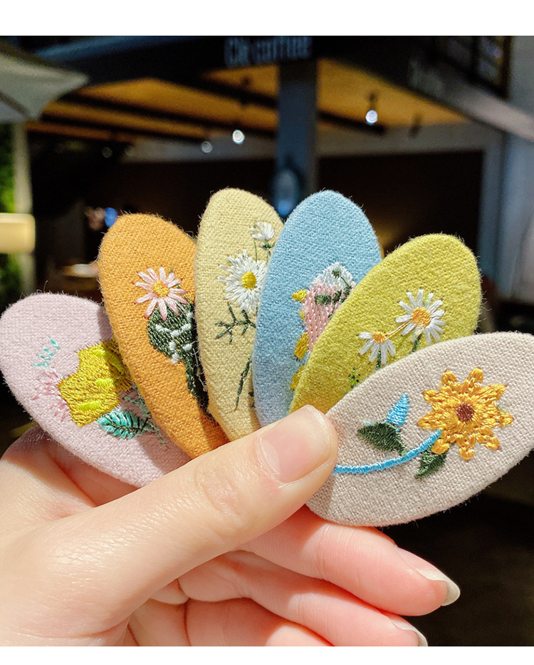 昂比熊布艺绣花bb夹儿童女童侧边发夹边夹小女孩宝宝公主发饰发卡夹子