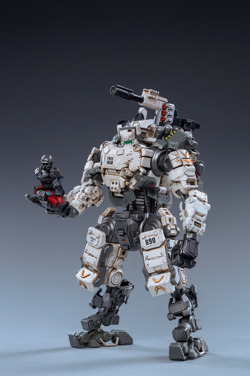 joytoy暗源白色钢骨机甲兵人成品塑料模型可动变形玩具机器人h05浅灰
