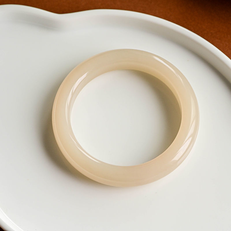 和田玉手镯青海料藕粉色白玉碧玉且末蓝粉色玉石手镯子女款玉镯子内径