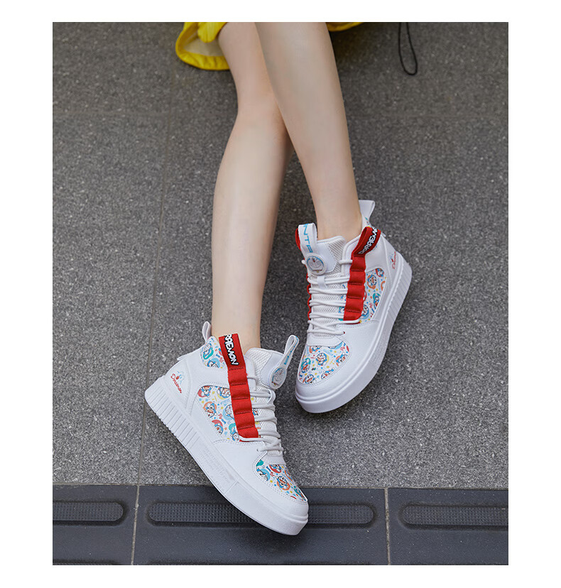 安踏哆啦a梦联名高帮板鞋男鞋女鞋官方旗舰2020夏季秋季新品情侣鞋蓝