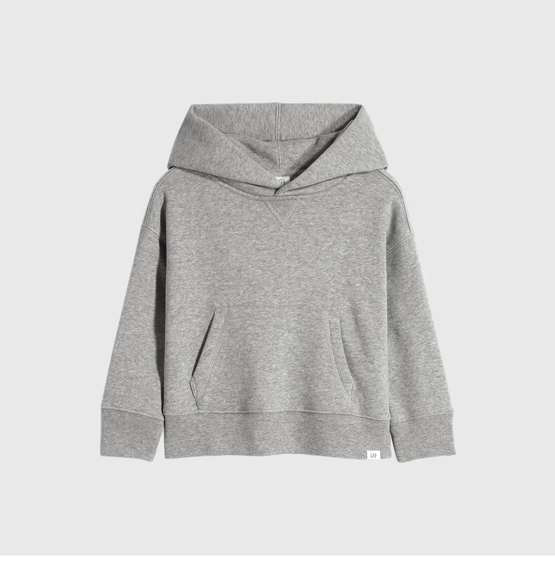 gap男女幼童碳素软磨抓绒卫衣661675春季新款童装宽松运动连帽衫浅