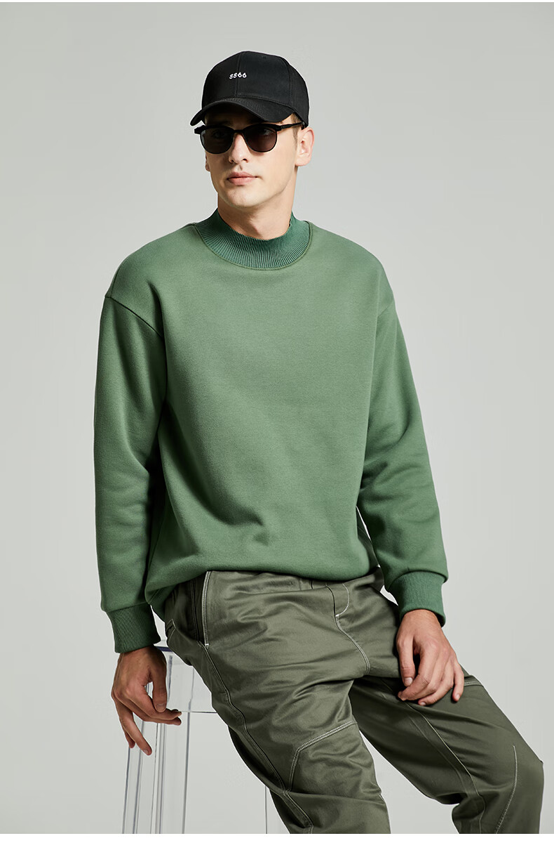 royal palm polo sports club 半高领卫衣男内加绒保暖秋冬上衣纯色中