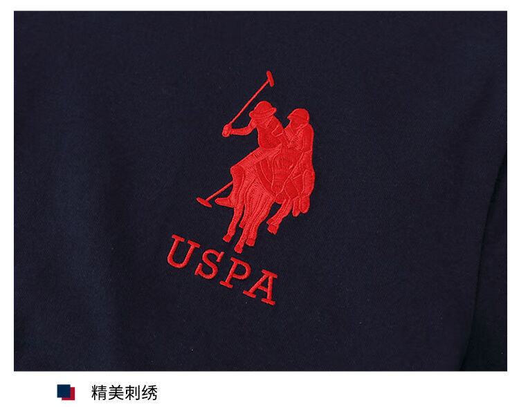 哲别uspoloassn美国马球协会保罗夏季纯色棉短袖打底衫t恤情侣白色