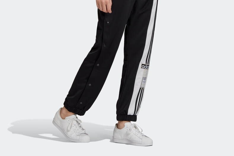 adidas阿迪达斯官网三叶草女装侧开纽扣运动裤gj6580黑色白js15562a