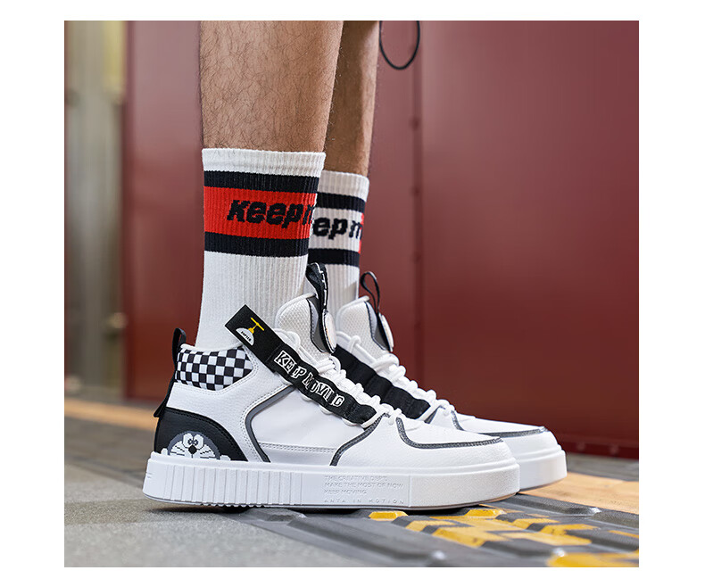 安踏哆啦a梦联名高帮板鞋男鞋女鞋春季新品情侣鞋蓝胖子潮流鞋子休闲