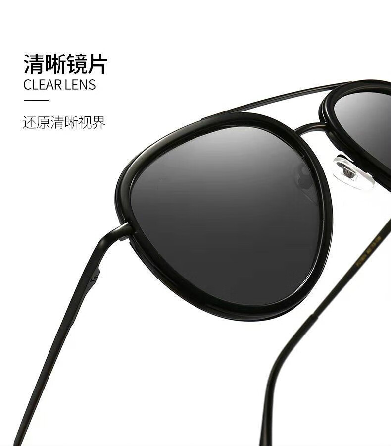 司机开车钓鱼眼镜时尚潮眼镜夏季男士开车玻璃眼镜黑框黑灰片镜盒镜布
