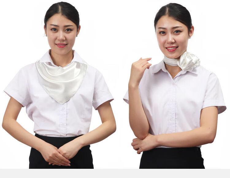 弁衣坊白色纯色小方巾单色素色男女士真丝围巾银行空姐演出用职业丝巾