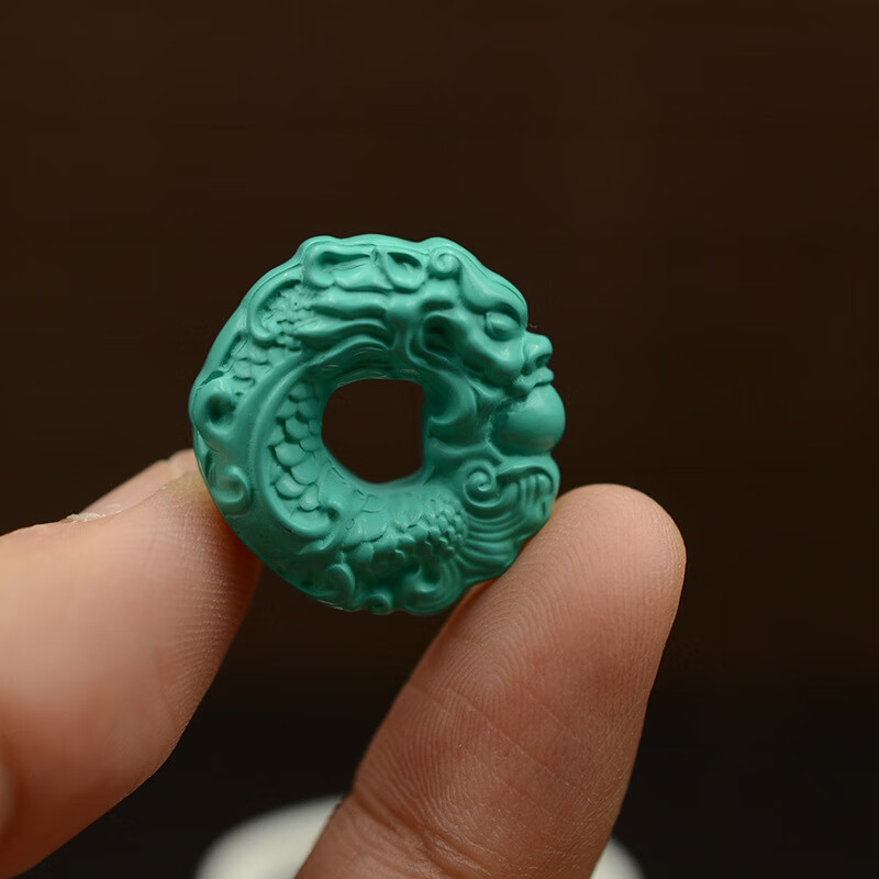 静黛优化高瓷绿松石龙扣配珠手串项链配件盘龙扣吊坠背云面包圈卡子